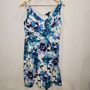 Chaps Ralph Lauren Dress Women's Size 10 Floral Spring Wedding V Neck